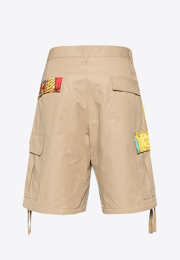 Patchwork Print Cargo Shorts