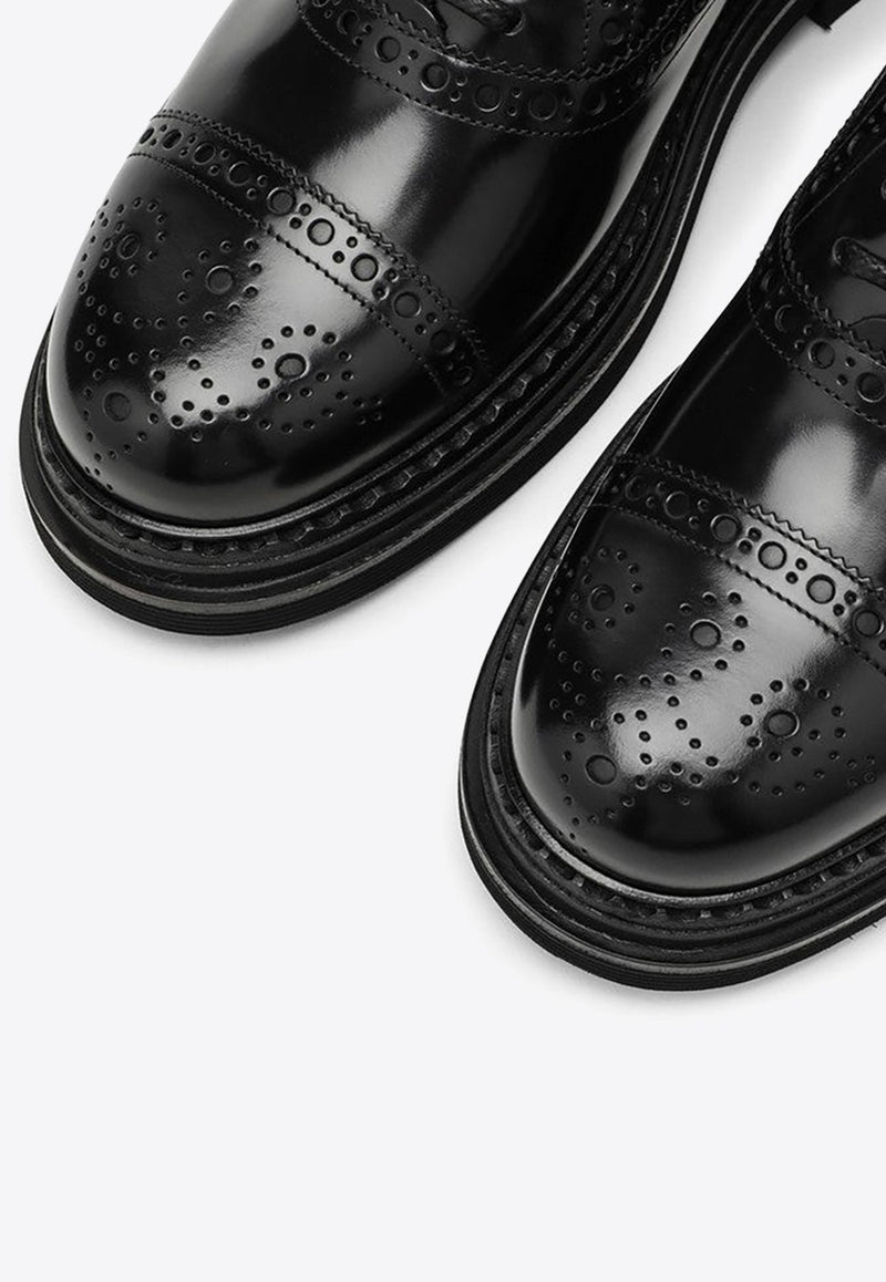 Patent Leather Lace-Up Brogue Shoes