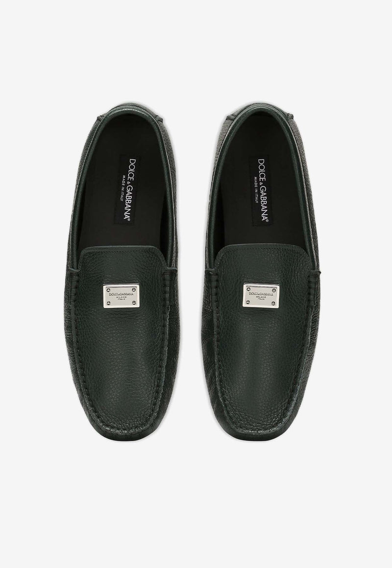 Logo Plaque Deerskin Loafers