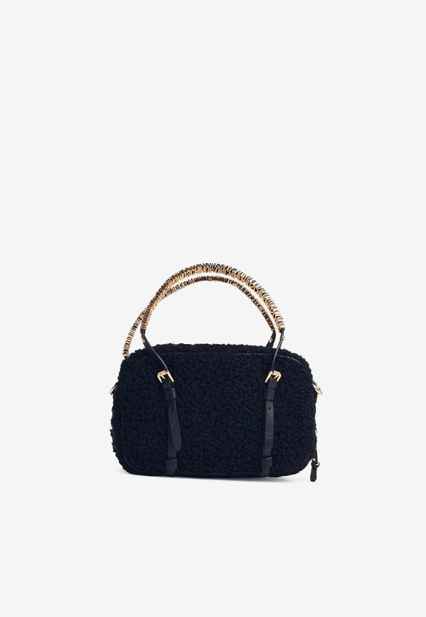 Shearling Logo Top Handle Bag