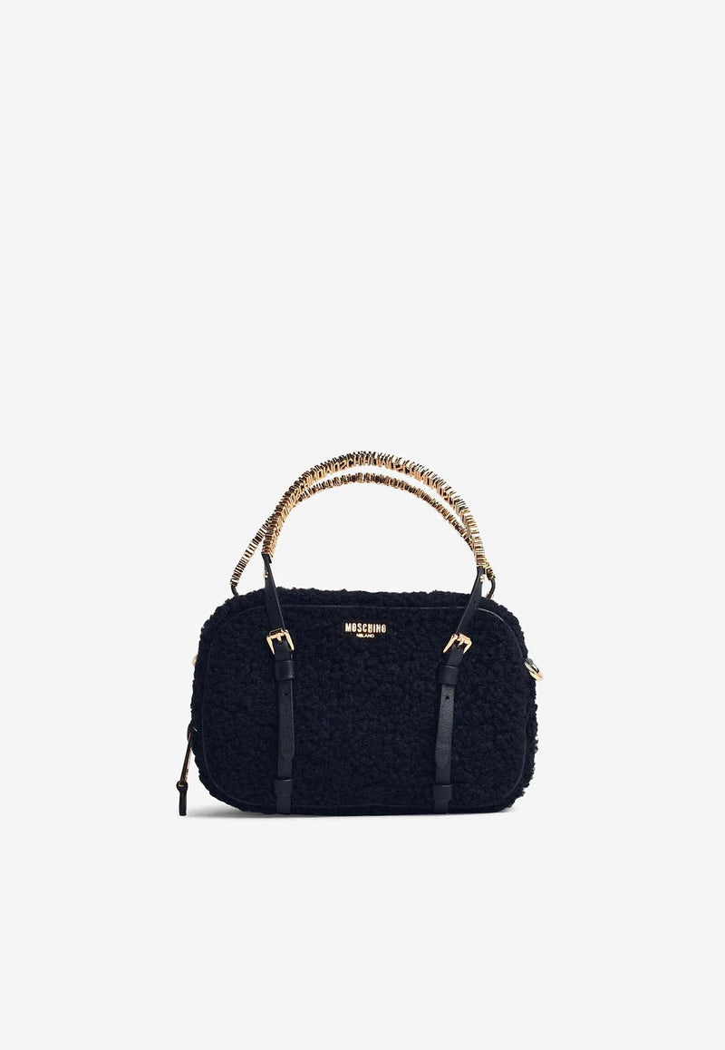 Shearling Logo Top Handle Bag