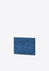 Logo Cardholder in Denim Print Leather