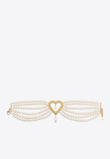 Heart-Charm Faux Pearl Choker