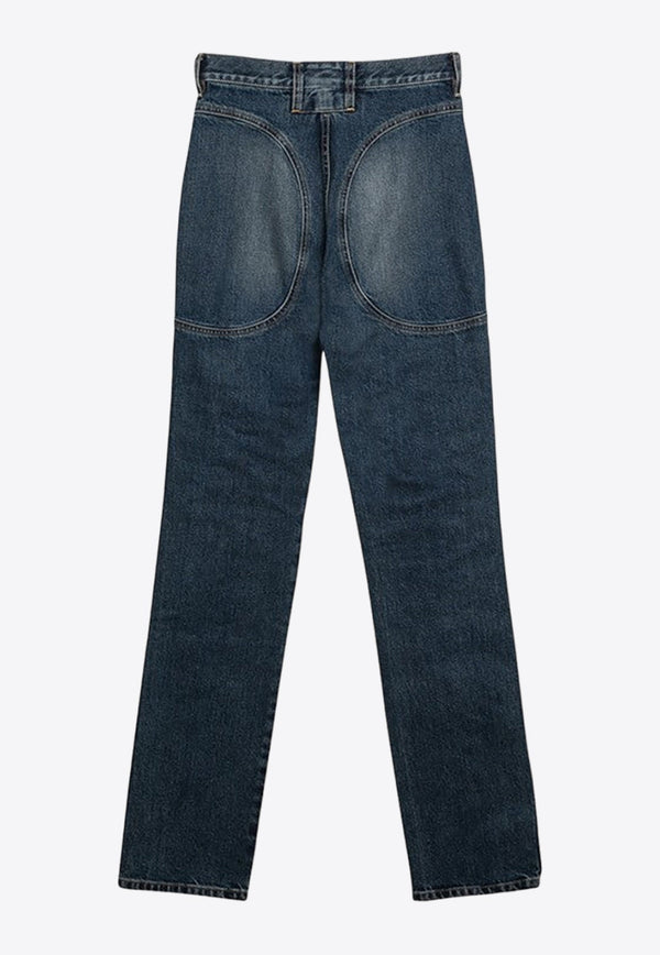 High-Waisted Washed Jeans