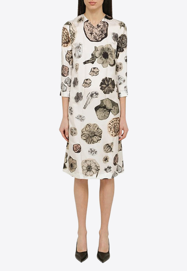 Silk Flower Collage Print Dress