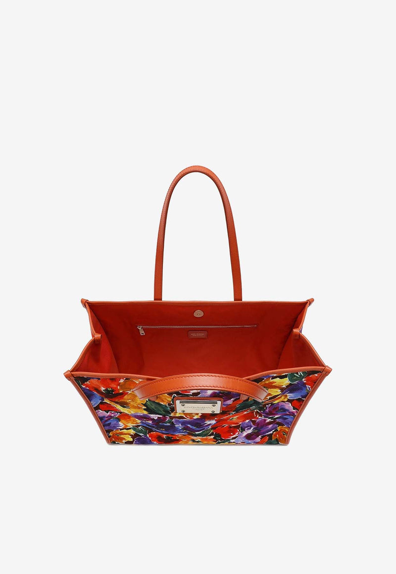 Large Abstract Flower Print Tote Bag