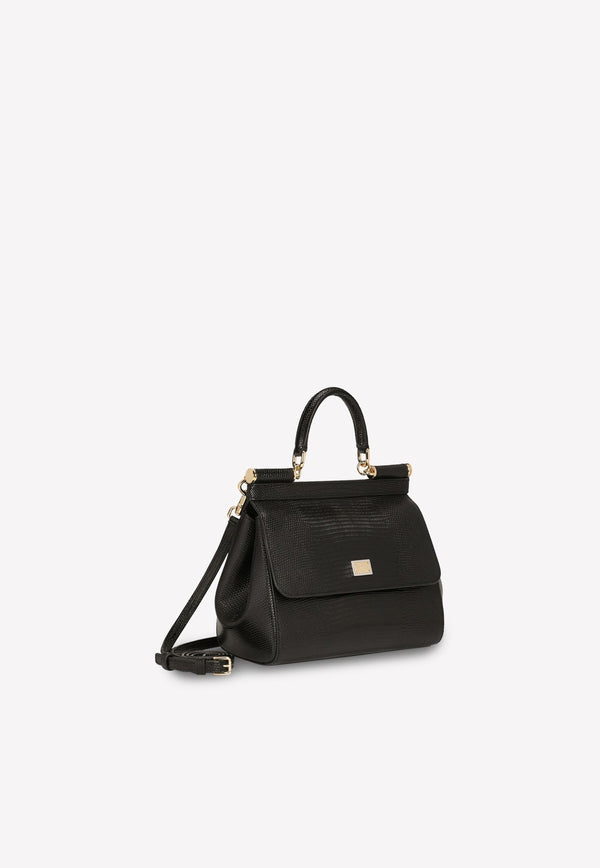 Medium Sicily Top Handle Bag in Dauphine Leather