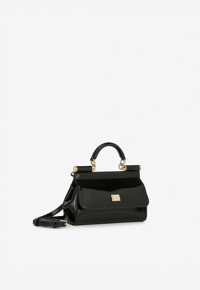 Small Sicily Top Handle Bag in Polished Leather