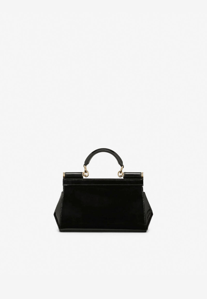 Small Sicily Top Handle Bag in Polished Leather