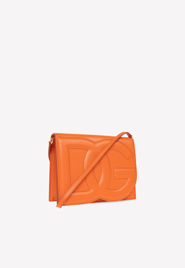 Logo Embossed Crossbody Bag in Calf Leather