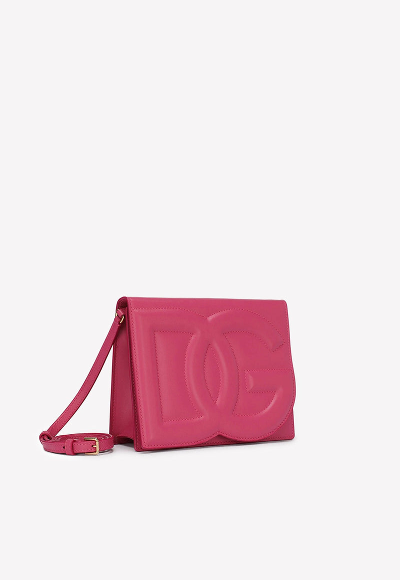 Logo Embossed Crossbody Bag in Calf Leather