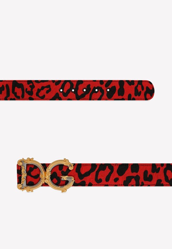 Leopard Print Baroque DG Logo Belt