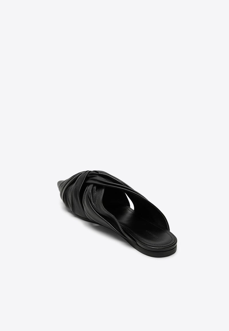 Twist Leather Flat Mules