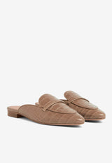 Berto Flat Mules in Embossed Leather