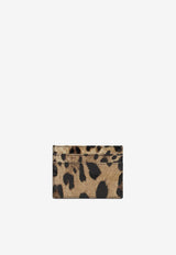 Logo Plate Leopard Print Cardholder