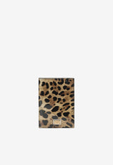 Leopard Print Passport Holder with Logo Plate