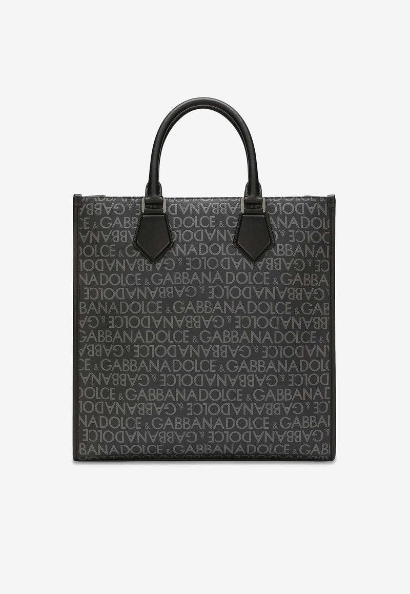 Medium Coated Logo Jacquard Tote Bag