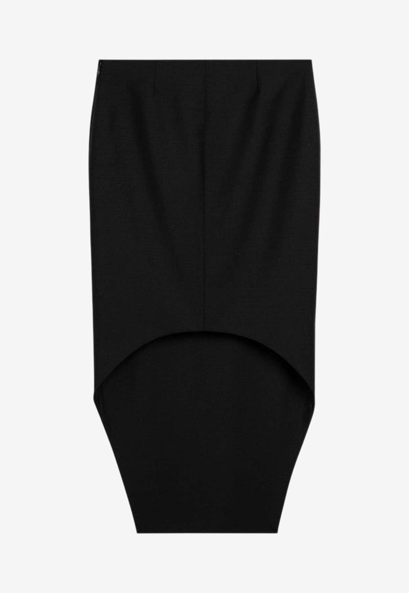 Asymmetrical Wool Midi Skirt