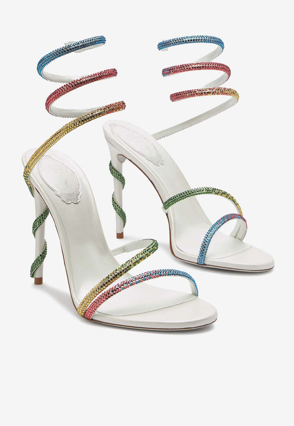 Margot 105 Crystal-Embellished Sandals in Satin