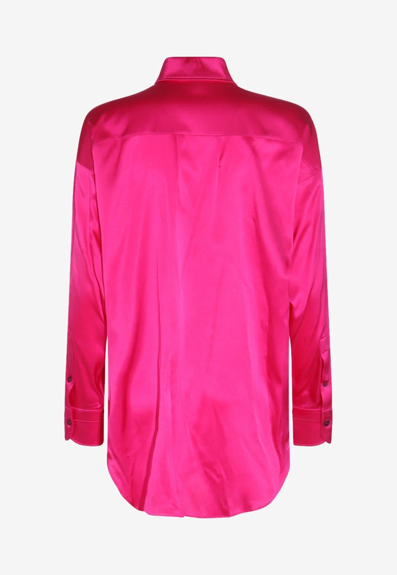 Long-Sleeved Silk Satin Shirt