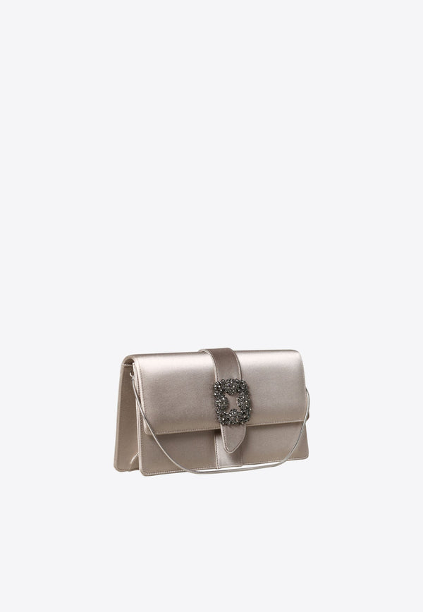 Capri Crystal Buckle Satin Clutch