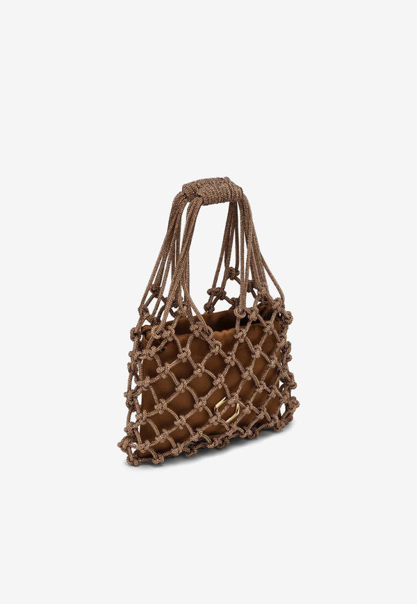 Carrie Crystal-Woven Top Handle Bag