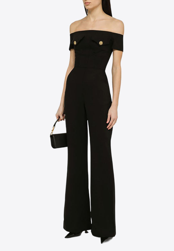 Off-Shoulder Flared-Leg Jumpsuit