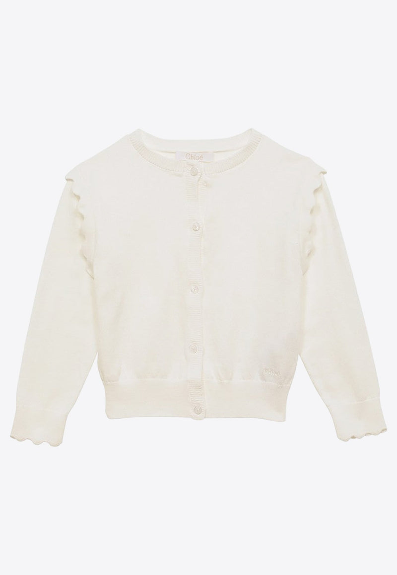 Girls Logo-Embroidered Knitted Cardigan