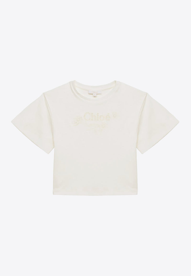 Girls Logo Embroidered Crewneck T-shirt