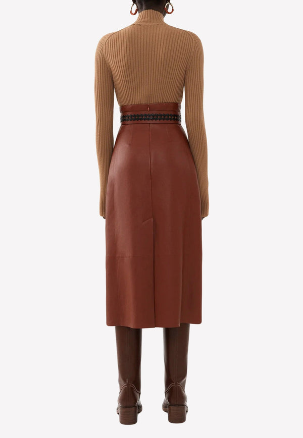 High-Waist Leather Skirt