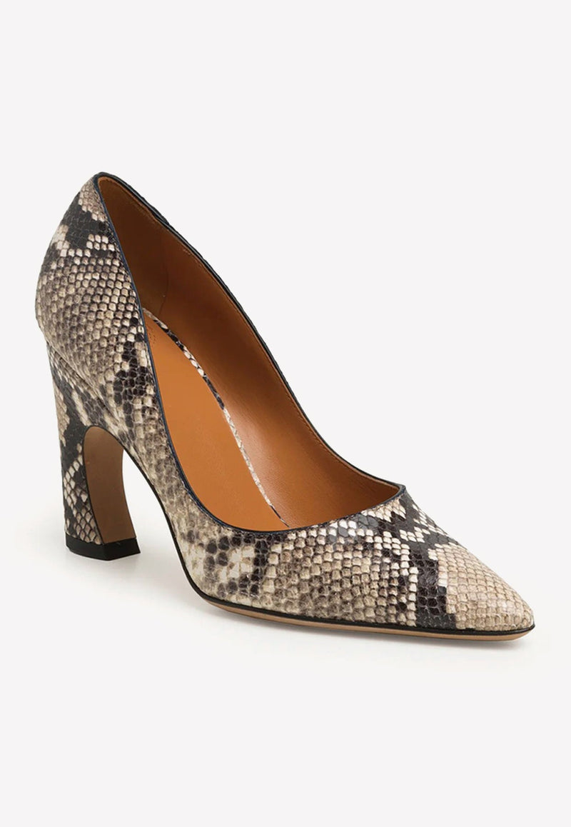 Oli 90 Python-Effect Leather Pumps