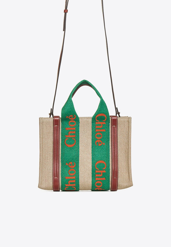 Small Woody Linen Tote Bag