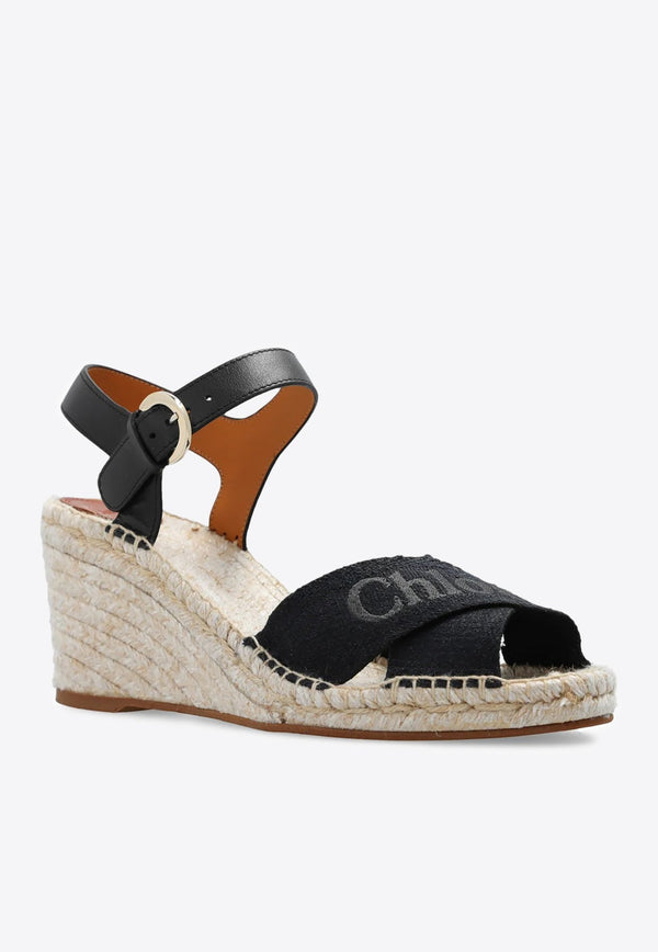 Logo-Embroidered Wedge Sandals