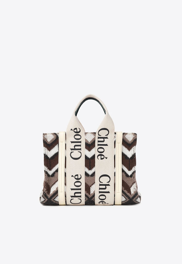 Small Woody Chevron Knitted Tote Bag