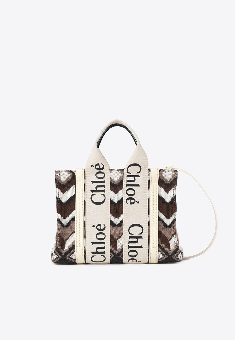 Small Woody Chevron Knitted Tote Bag