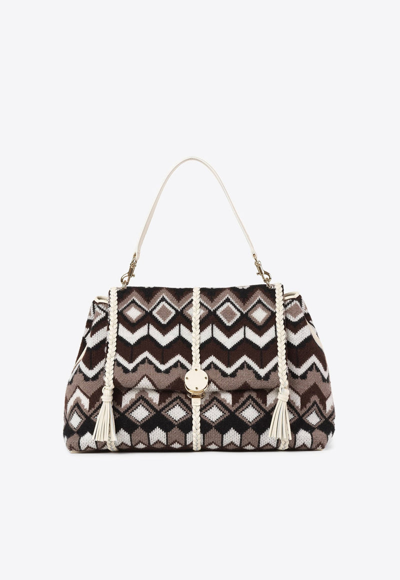 Large Penelope Chevron Knitted Shoulder Bag