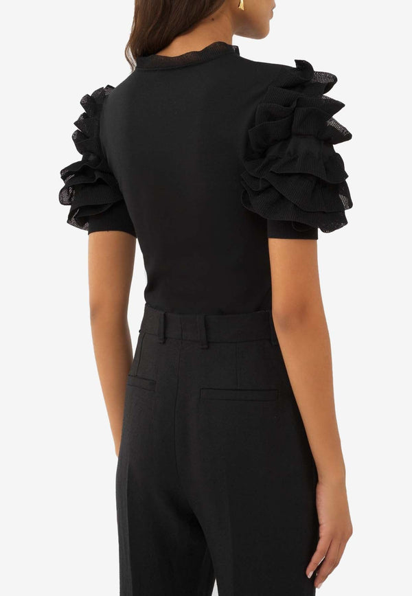 Ruffled-Sleeve Top