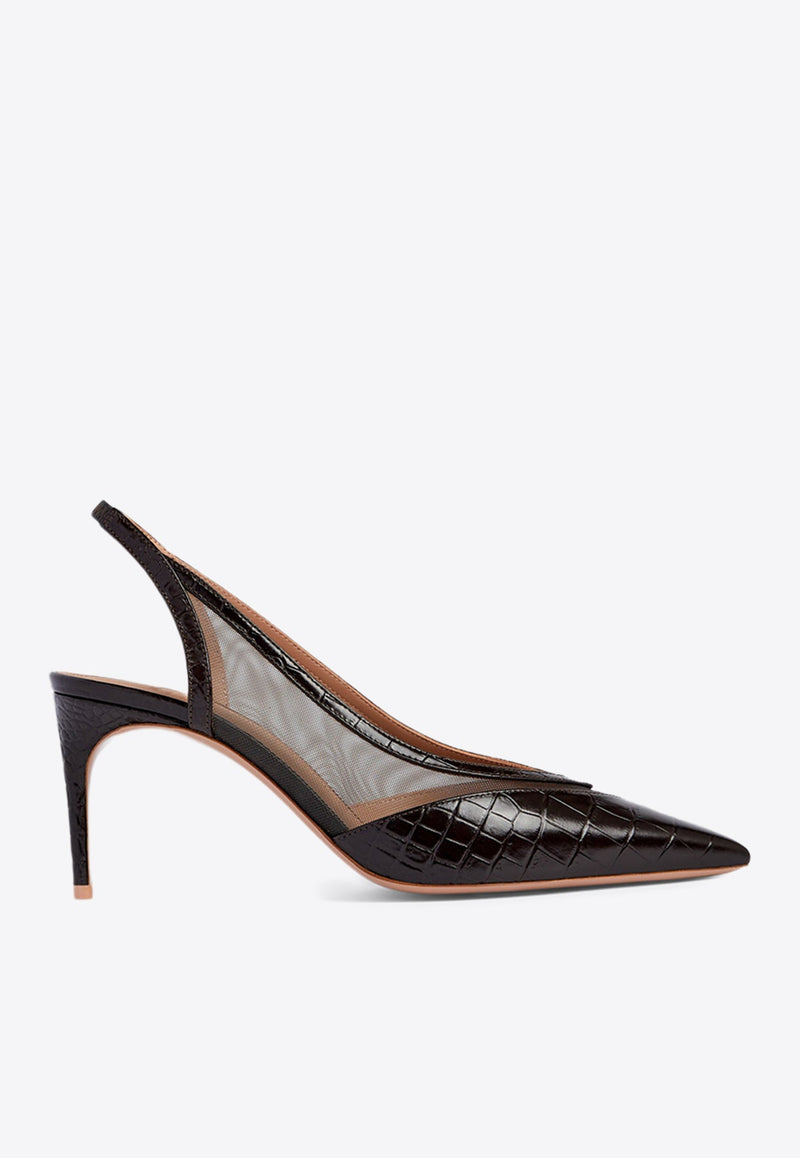 Collins 70 Croc-Embossed Slingback Pumps