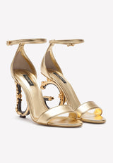 Keira 105 DG Baroque Heel Sandals in Metallic Leather