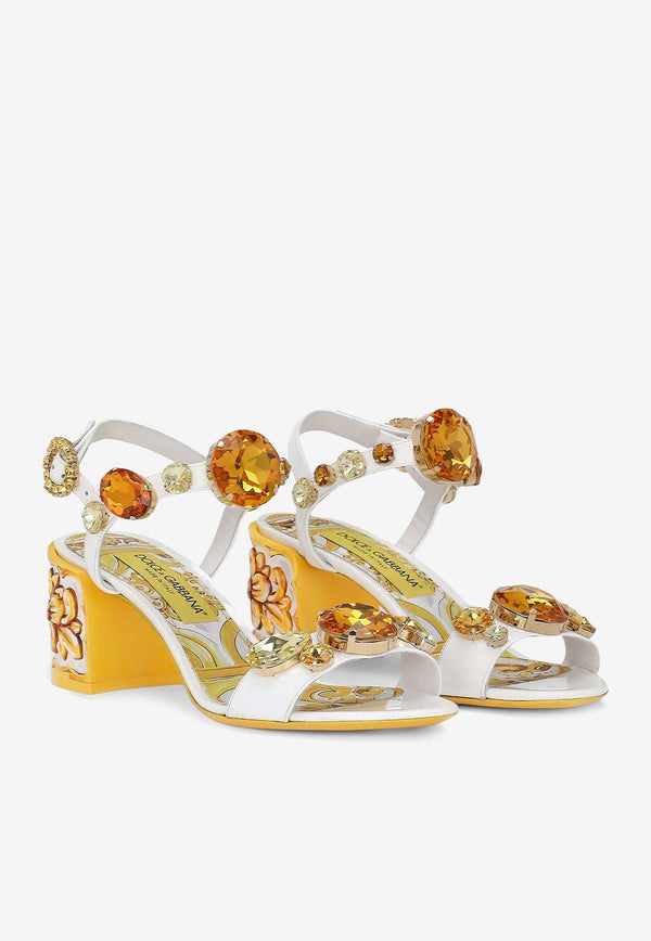 Keira 60 Stone Embellished Sandals in Patent Leather