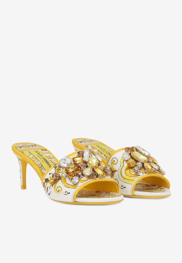 Keira 60 Majolica Print Crystal Embellished Mules