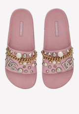 Bejeweled Appliqués Beachwear Slides in Rubber