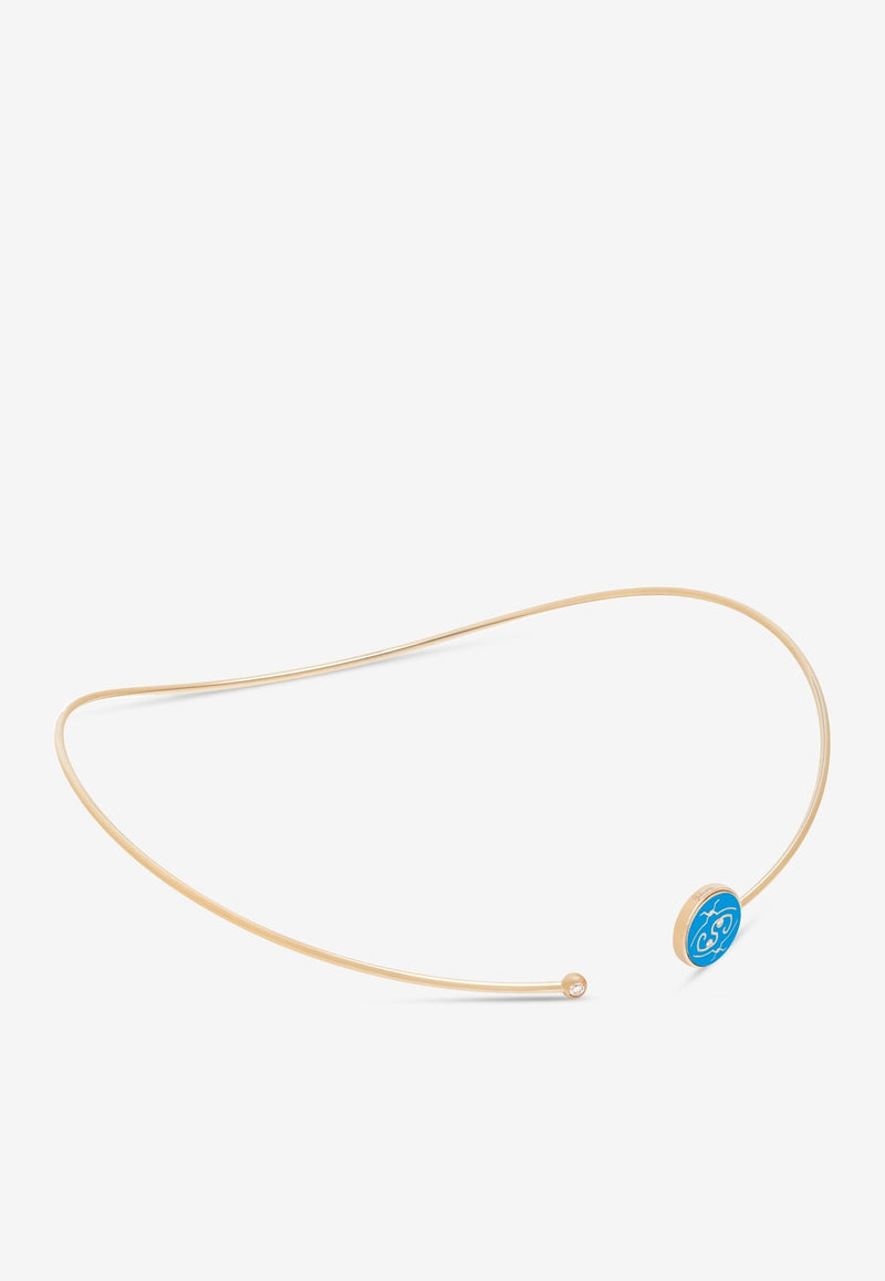 Me Oh Me Turquoise Happy 18K Rose Gold Diamond Choker