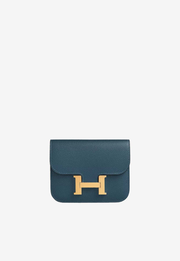 Constance Slim Wallet in Bleu de Prusse Evercolor with Gold Hardware