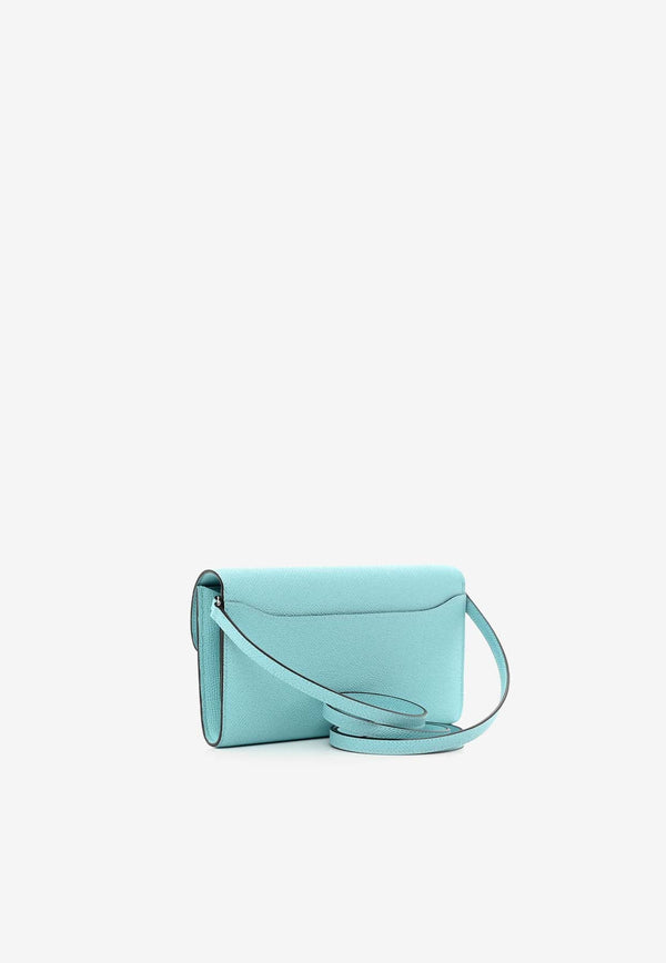 Constance To Go Wallet in Bleu Atoll Epsom with Palladium Hardware