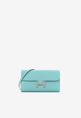 Constance To Go Wallet in Bleu Atoll Epsom with Palladium Hardware