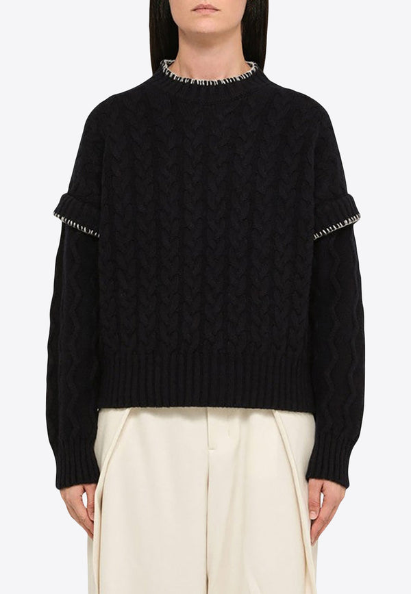 Layered Crewneck Wool-Blend Sweater