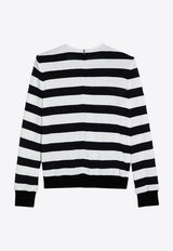 Button Embellished Striped Sweater