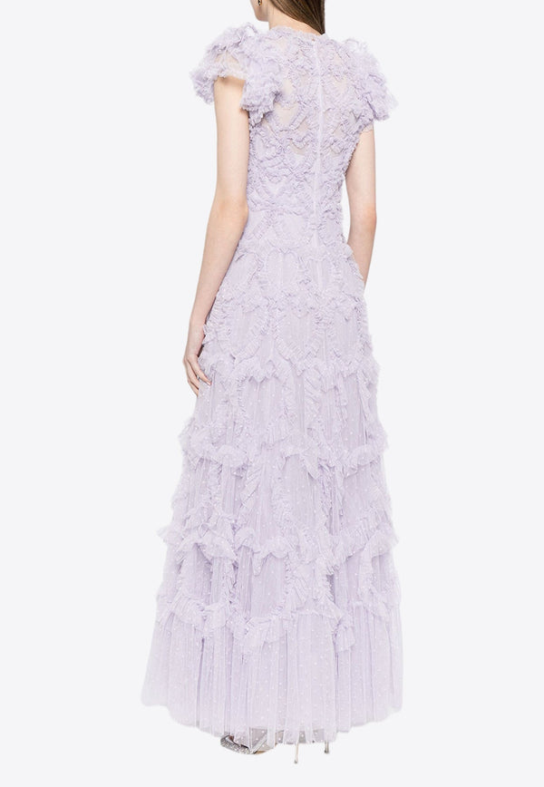 Amorette Ruffle V-neck Gown