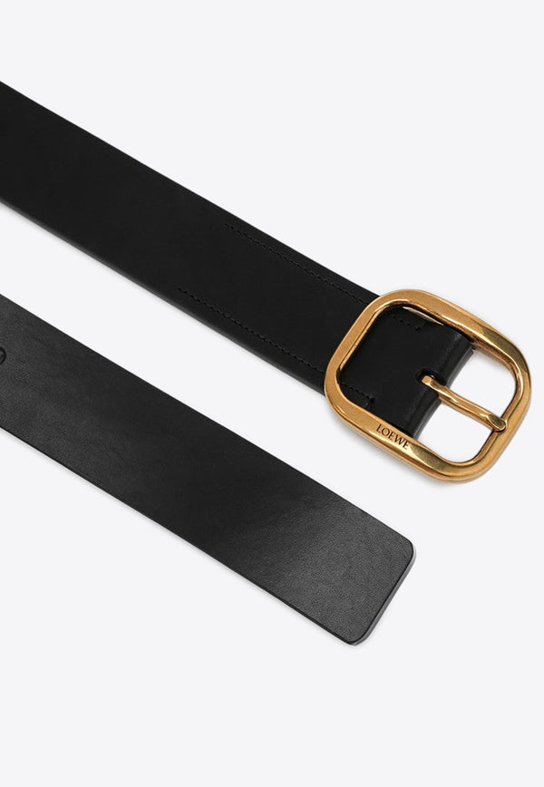 Logo Engraved Leather Buckle Belt